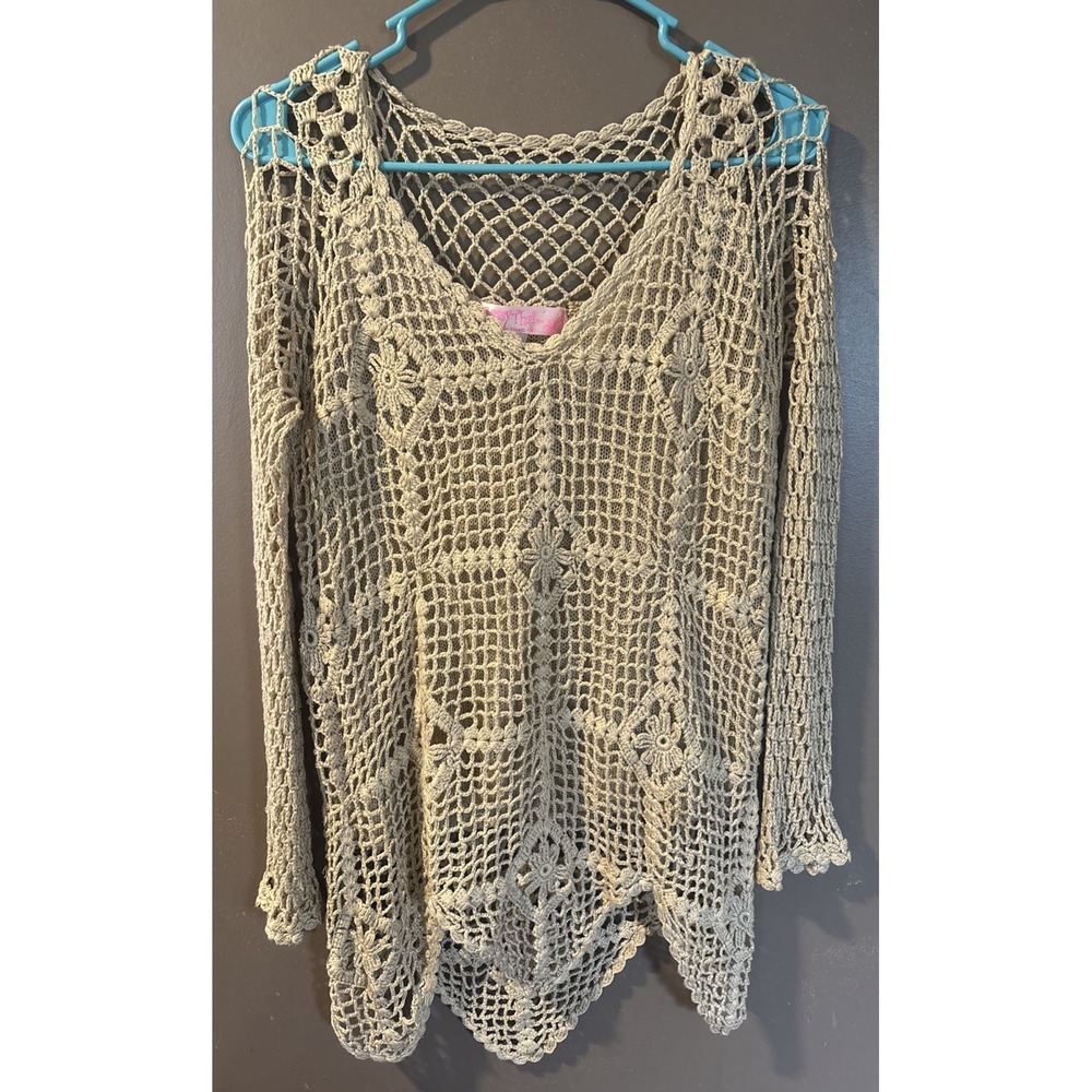 Sassy Thai Women's Medium Crochet Top Boho Retro